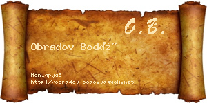 Obradov Bodó névjegykártya